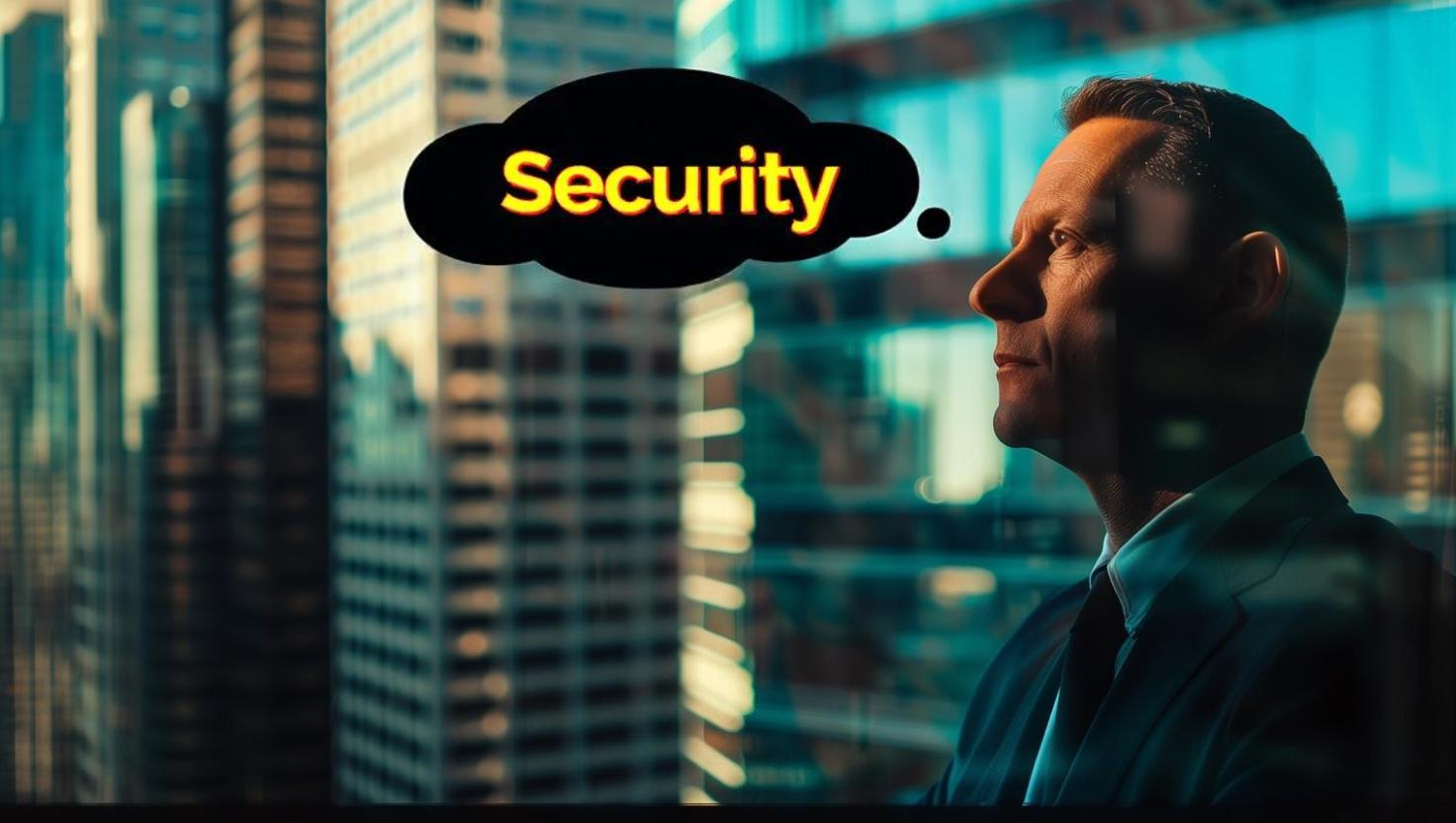 Business leader looking out window showing forward thinking about security systems for VoIP.