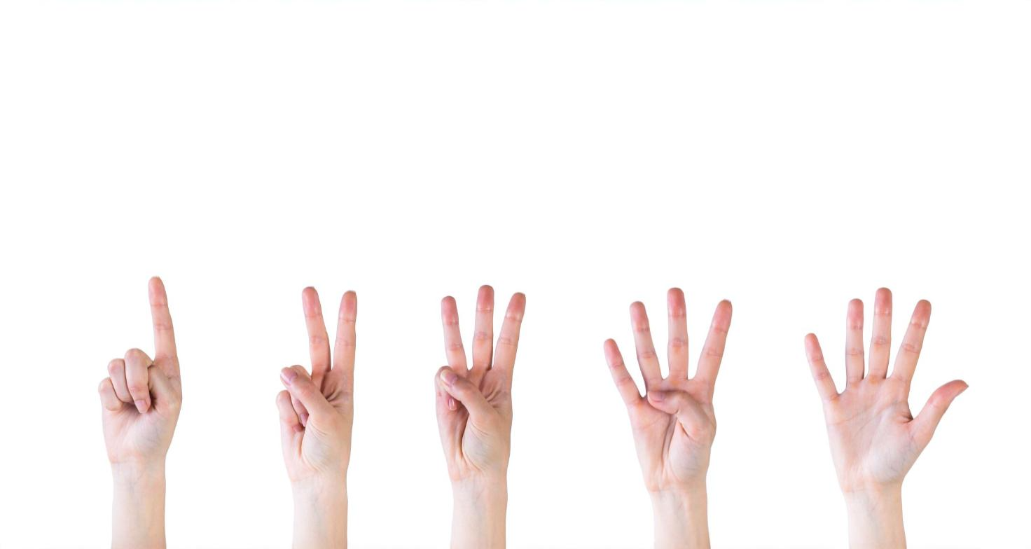 Five holding up fingers one through 5 to show five ways better hotel phone systems help beat Airbnb