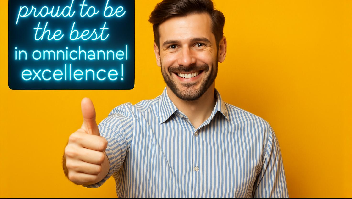 Man giving thumbs up, proud to have the best contact center software with Magic Apple.