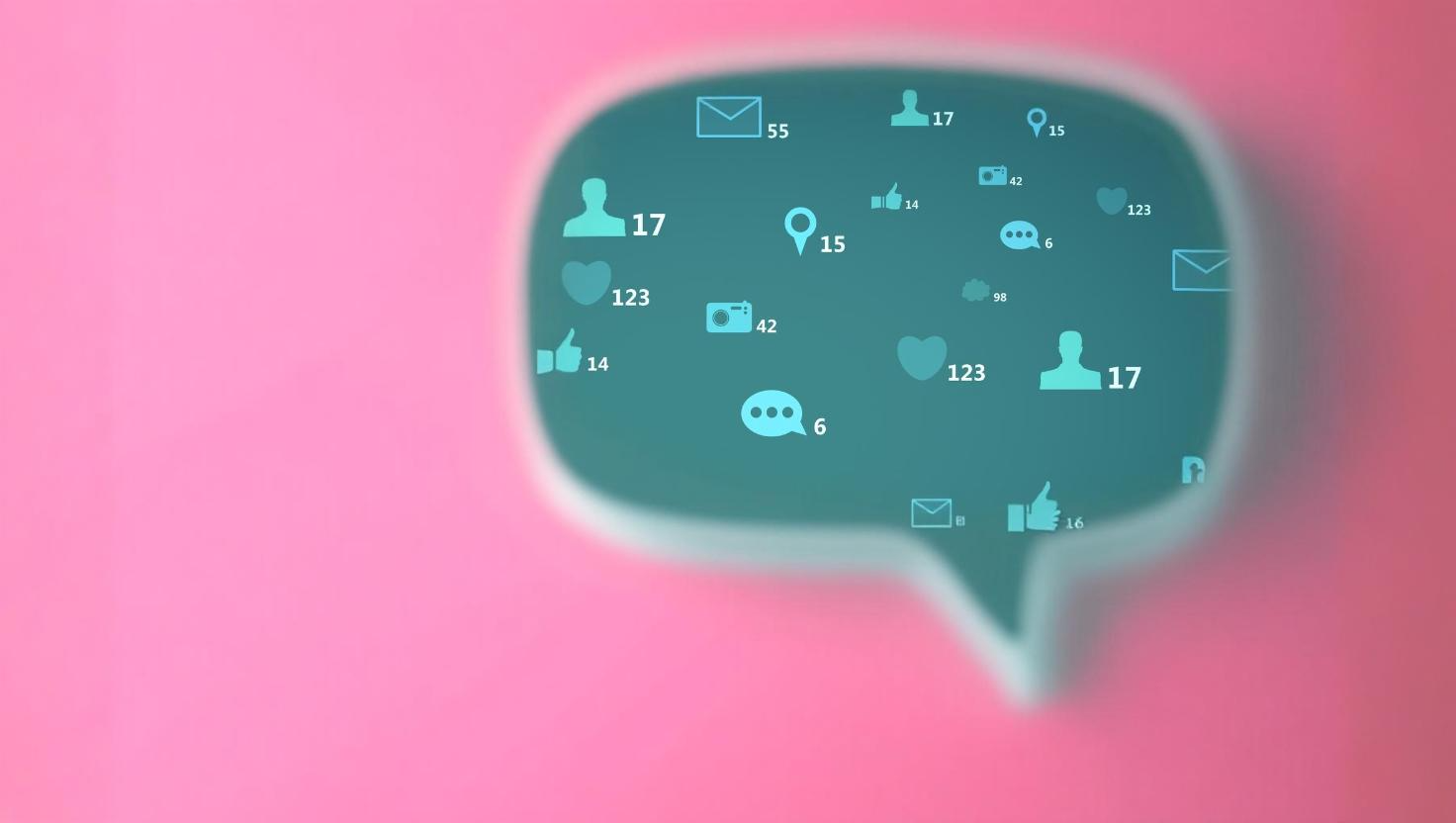 Speech bubble with omnichannel communication platform icons showing communication in one unified place.